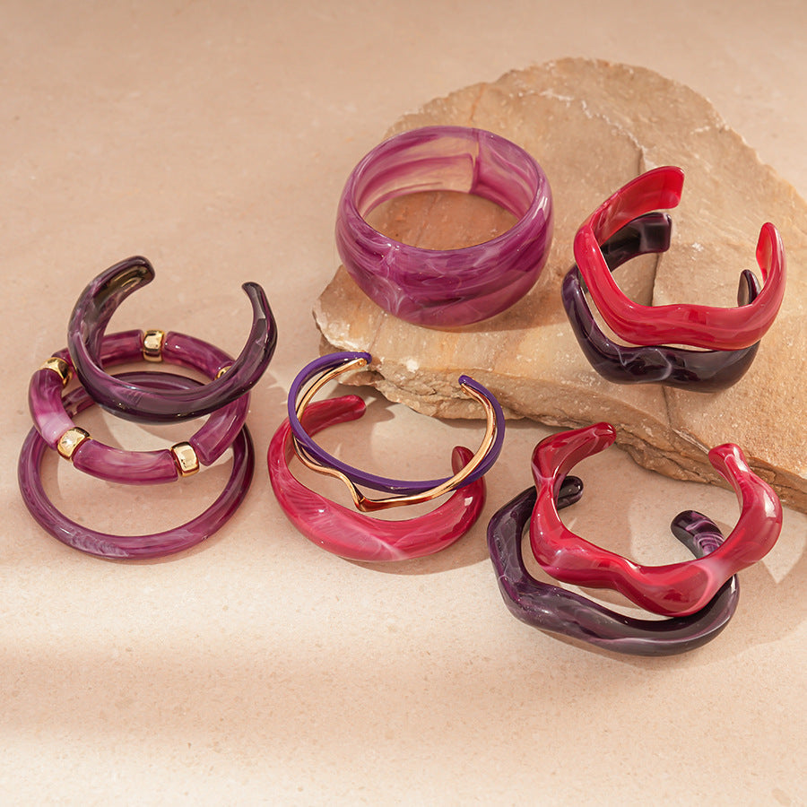 Wave Shape Acrylic Bangle — bracelet, view 2