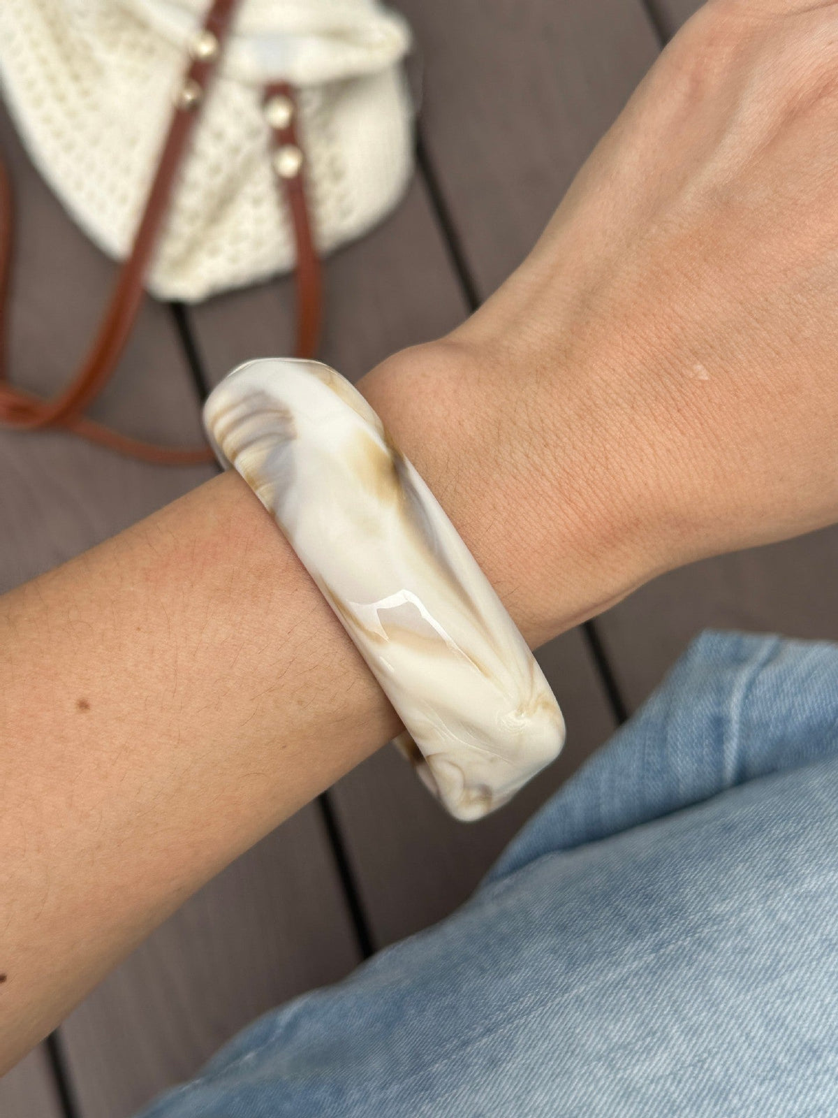 Spliced Marbled Acrylic Bracelet — bracelet, view 3