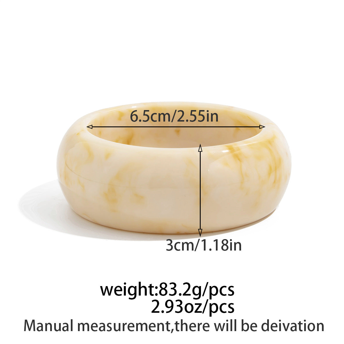 Cream Marble Resin Stretch Bracelet — bracelet, view 5