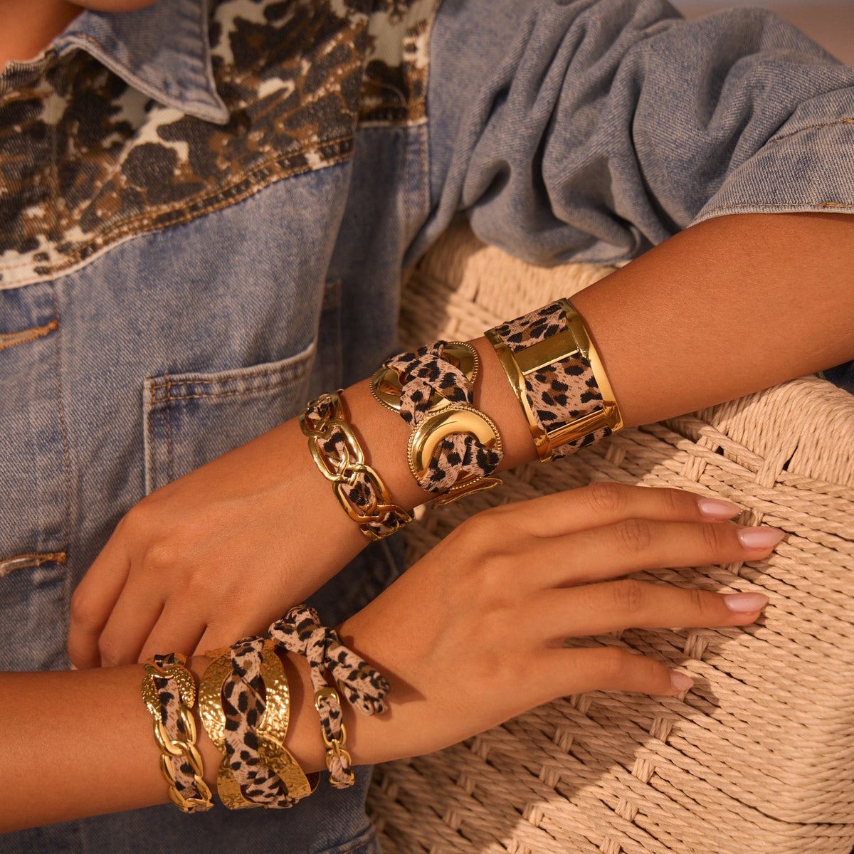 Leopard-Print Scarf Cuff — bracelet, view 2