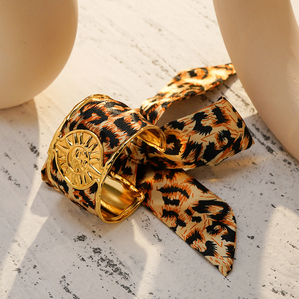 Leopard Print Steel Cuff — bracelet, view 6