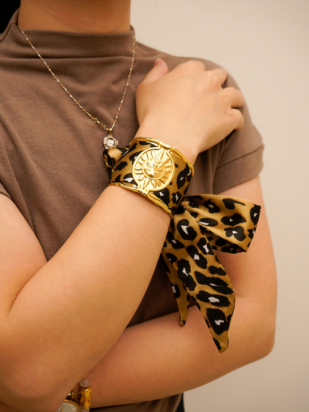Leopard Print Steel Cuff — bracelet, view 8
