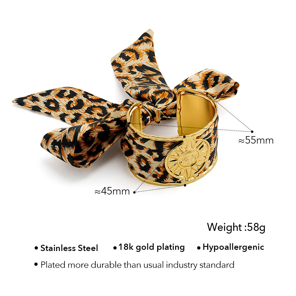 Leopard Print Steel Cuff — bracelet, view 10