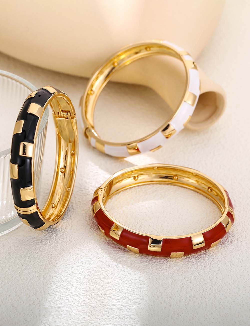 Enamel Glaze Gold Bangle — bracelet