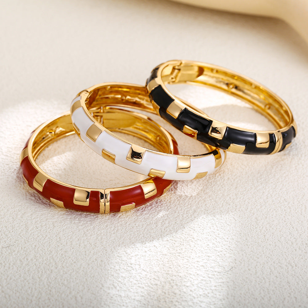 Enamel Glaze Gold Bangle — bracelet, view 3