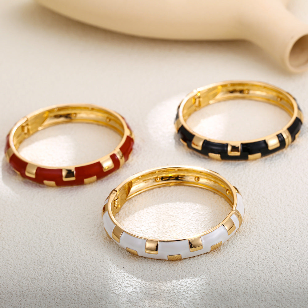 Enamel Glaze Gold Bangle — bracelet, view 4