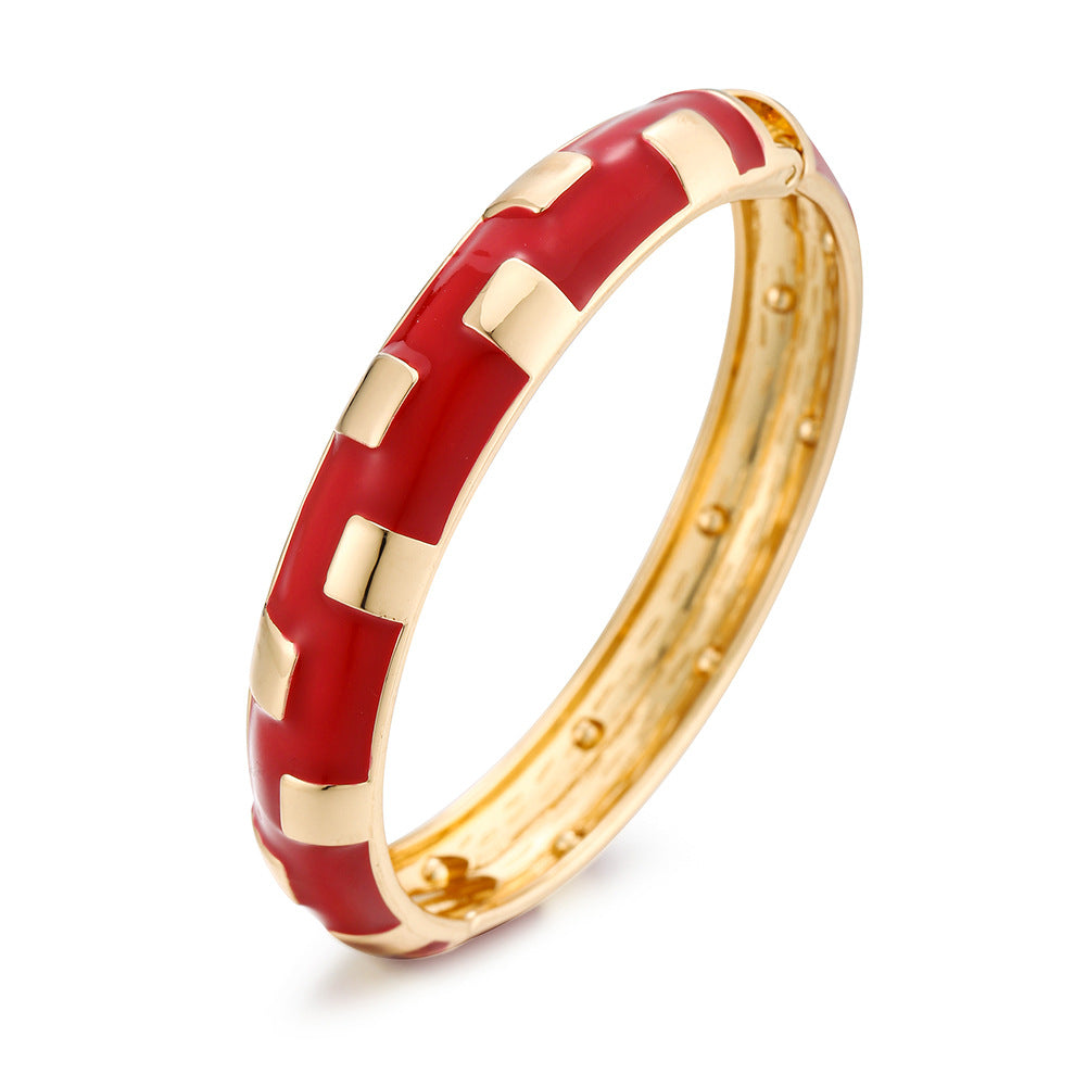 Enamel Glaze Gold Bangle — bracelet, view 5