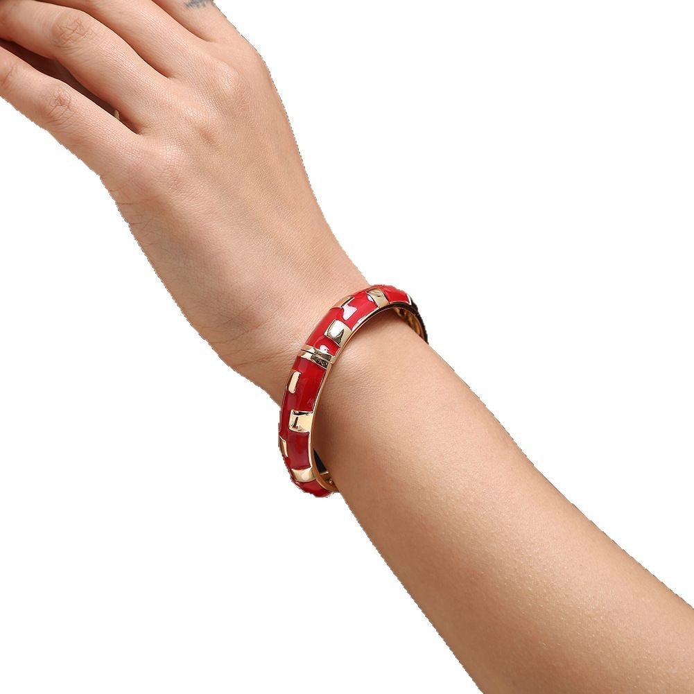 Enamel Glaze Gold Bangle — bracelet, view 6