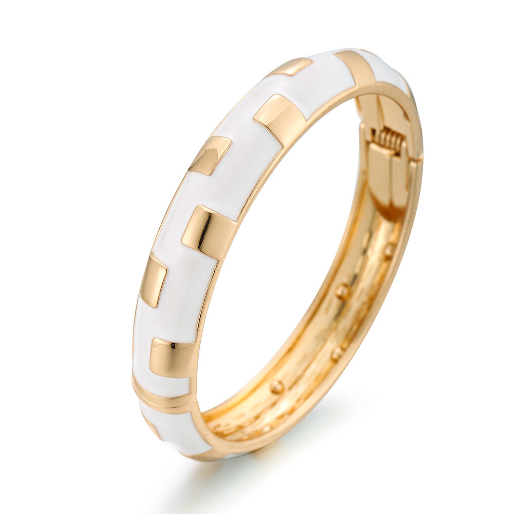 Enamel Glaze Gold Bangle — bracelet, view 8