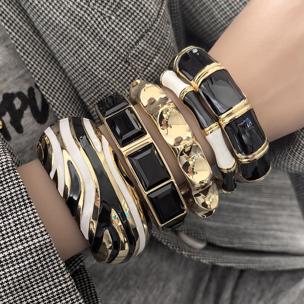 Wide Enamel Statement Bangle — bracelet, view 3