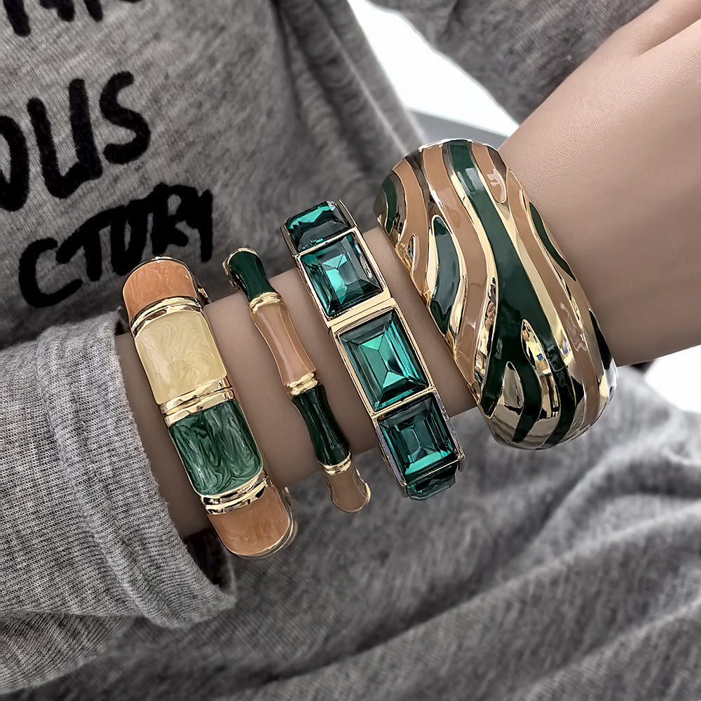Enamel Glaze Chunky Bangle Bracelet — bracelet, view 2