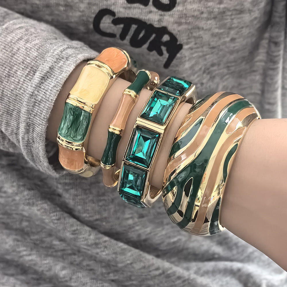 Enamel Glaze Chunky Bangle Bracelet — bracelet, view 3