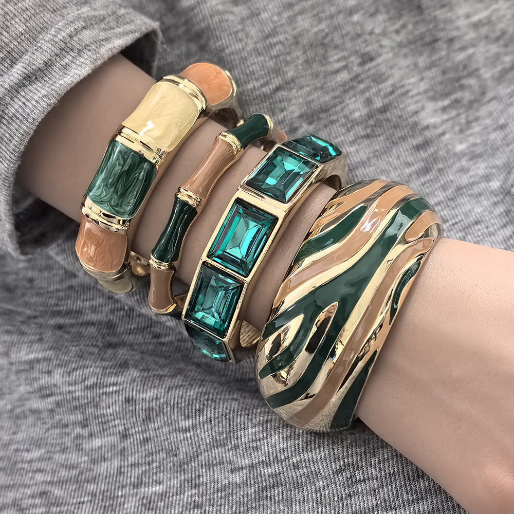 Enamel Glaze Chunky Bangle Bracelet — bracelet, view 4