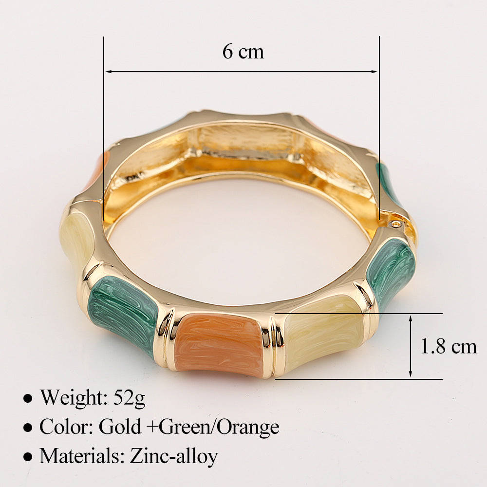Enamel Glaze Chunky Bangle Bracelet — bracelet, view 6