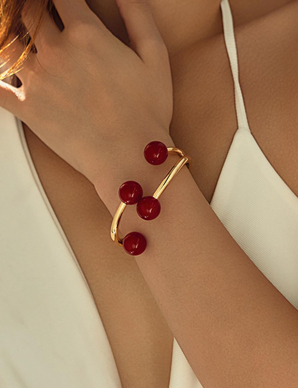 Open Cuff Bead Detail Bracelet — bracelet