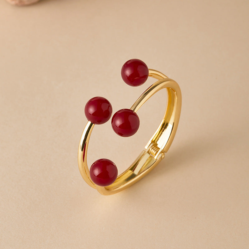 Open Cuff Bead Detail Bracelet — bracelet, view 3