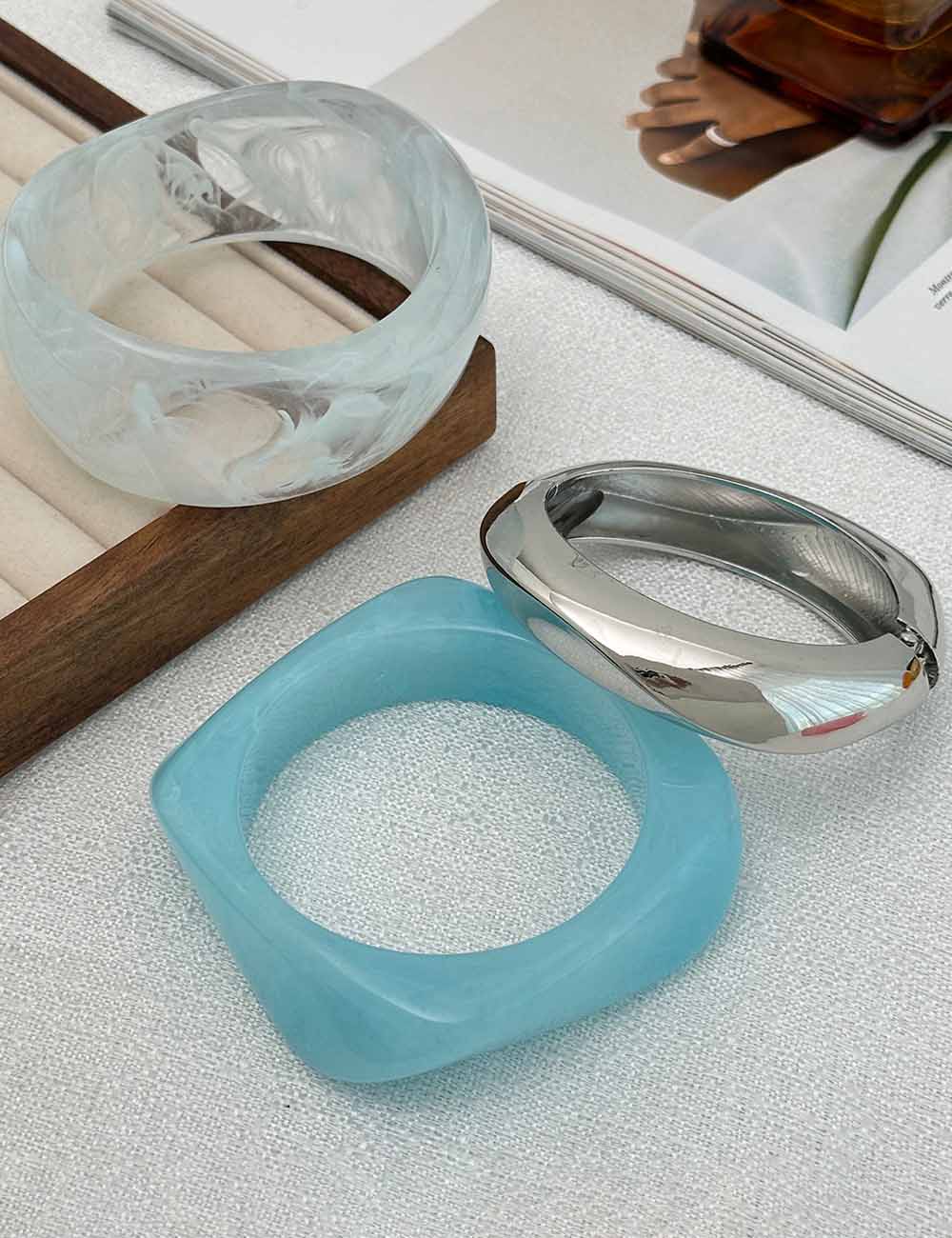 Chunky Irregular Resin Bangle — bracelet, view 2