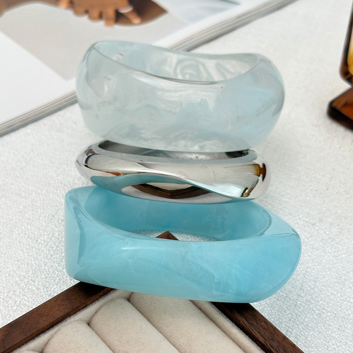 Chunky Irregular Resin Bangle — bracelet, view 3