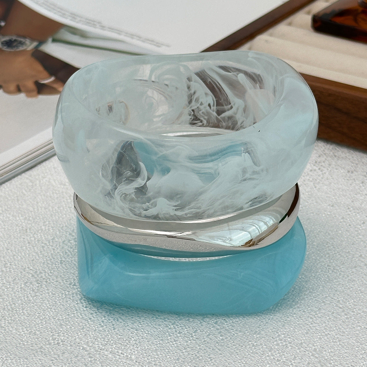 Chunky Irregular Resin Bangle — bracelet, view 4