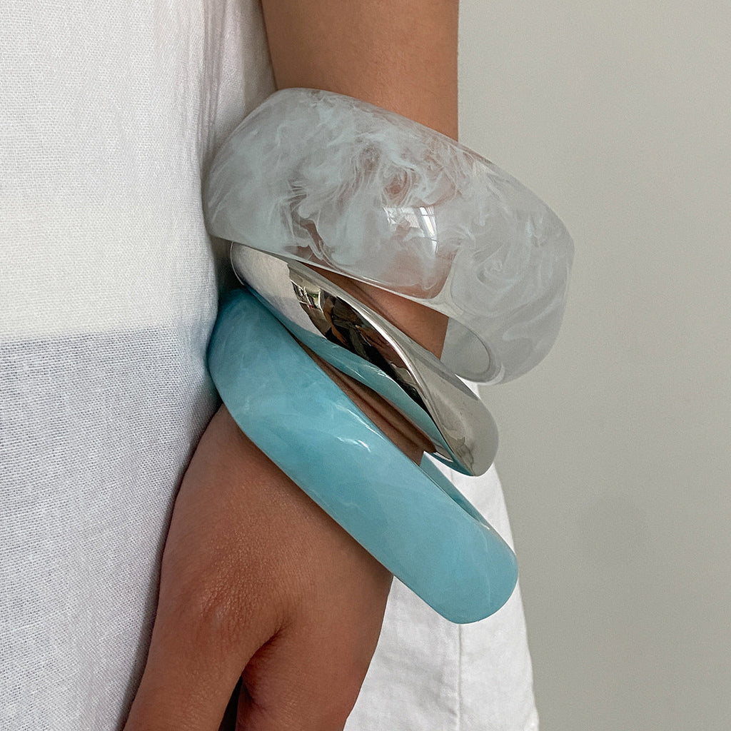 Chunky Irregular Resin Bangle — bracelet, view 5