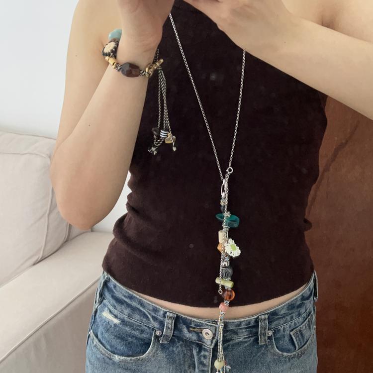 Mixed Bead Braided Bracelet — black bracelet, view 5