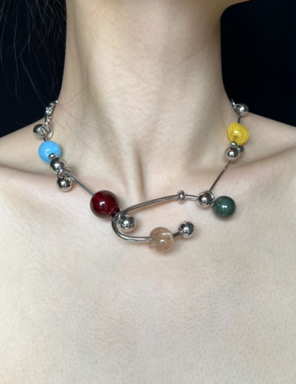 Silver Beaded Chain Necklace — silver necklace