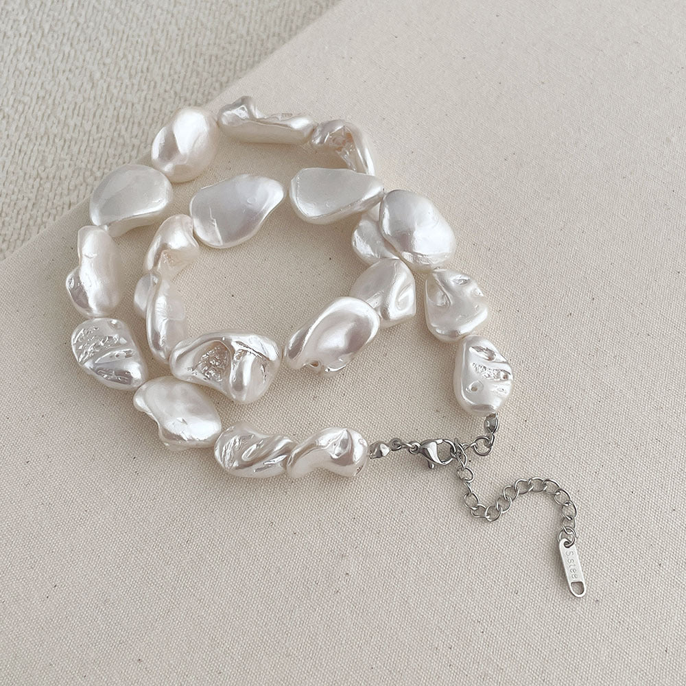 Irregular Baroque Pearl Choker — beige necklace, view 2