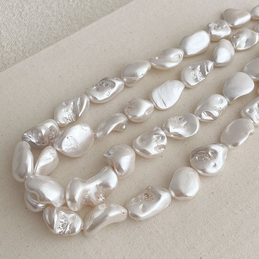 Irregular Baroque Pearl Choker — beige necklace, view 3