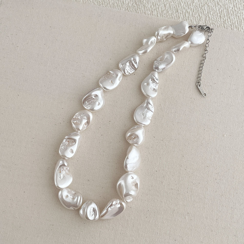 Irregular Baroque Pearl Choker — beige necklace, view 7