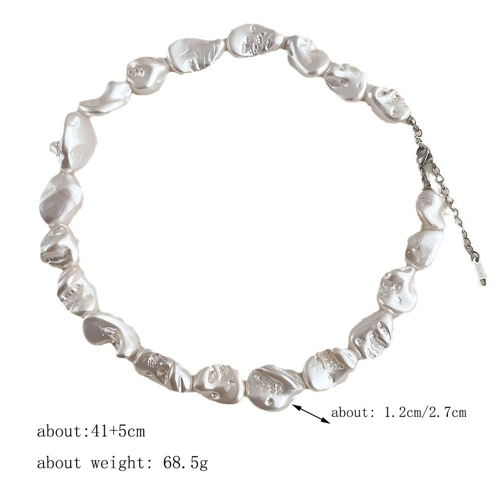 Irregular Baroque Pearl Choker — beige necklace, view 8