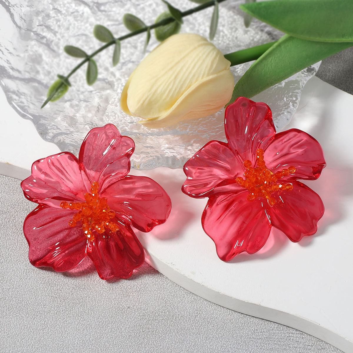 Jelly Acrylic Flower Stud Earrings — earrings, view 4