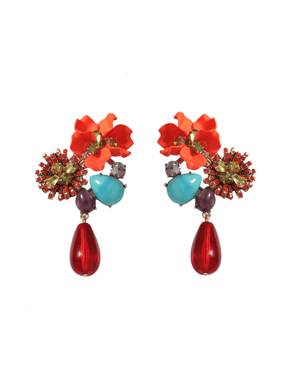 Resin Flower Teardrop Drop Earrings — earrings