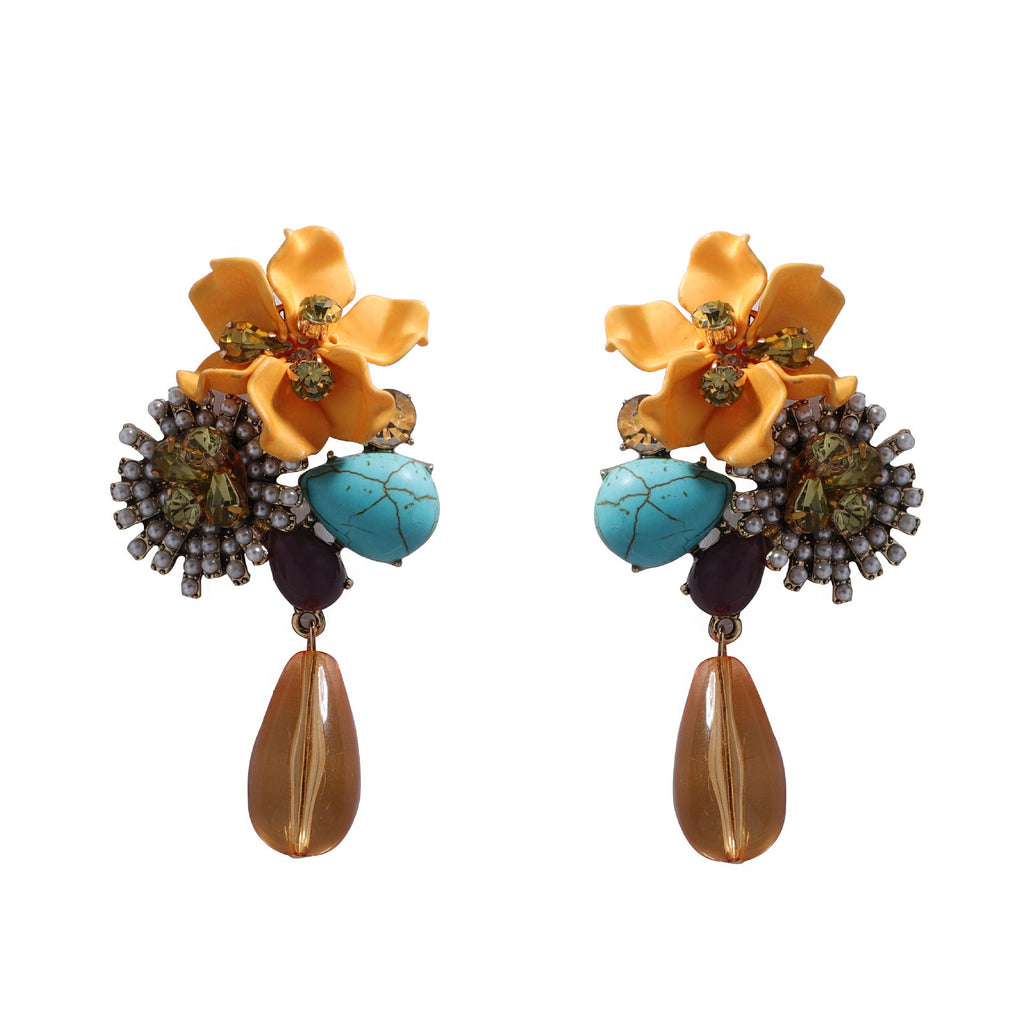 Resin Flower Teardrop Drop Earrings — earrings, view 3