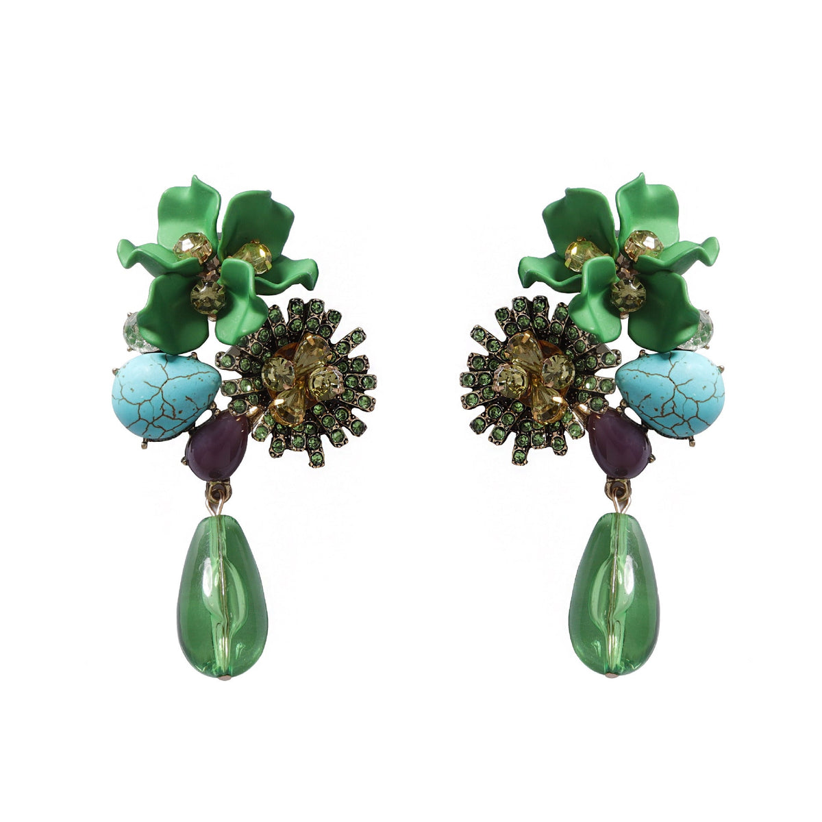 Resin Flower Teardrop Drop Earrings — earrings, view 4