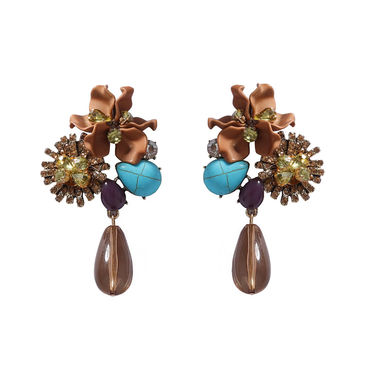 Resin Flower Teardrop Drop Earrings — earrings, view 5