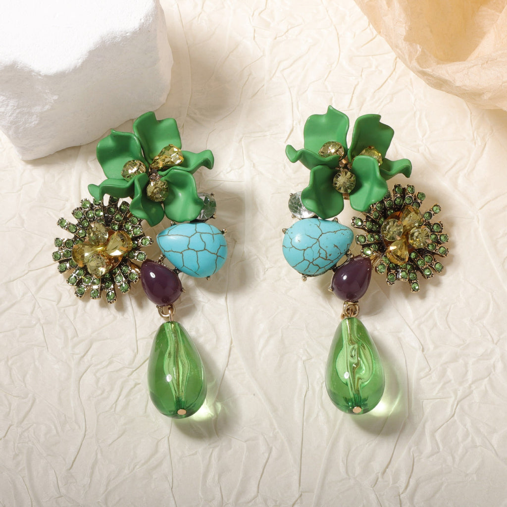 Resin Flower Teardrop Drop Earrings — earrings, view 7