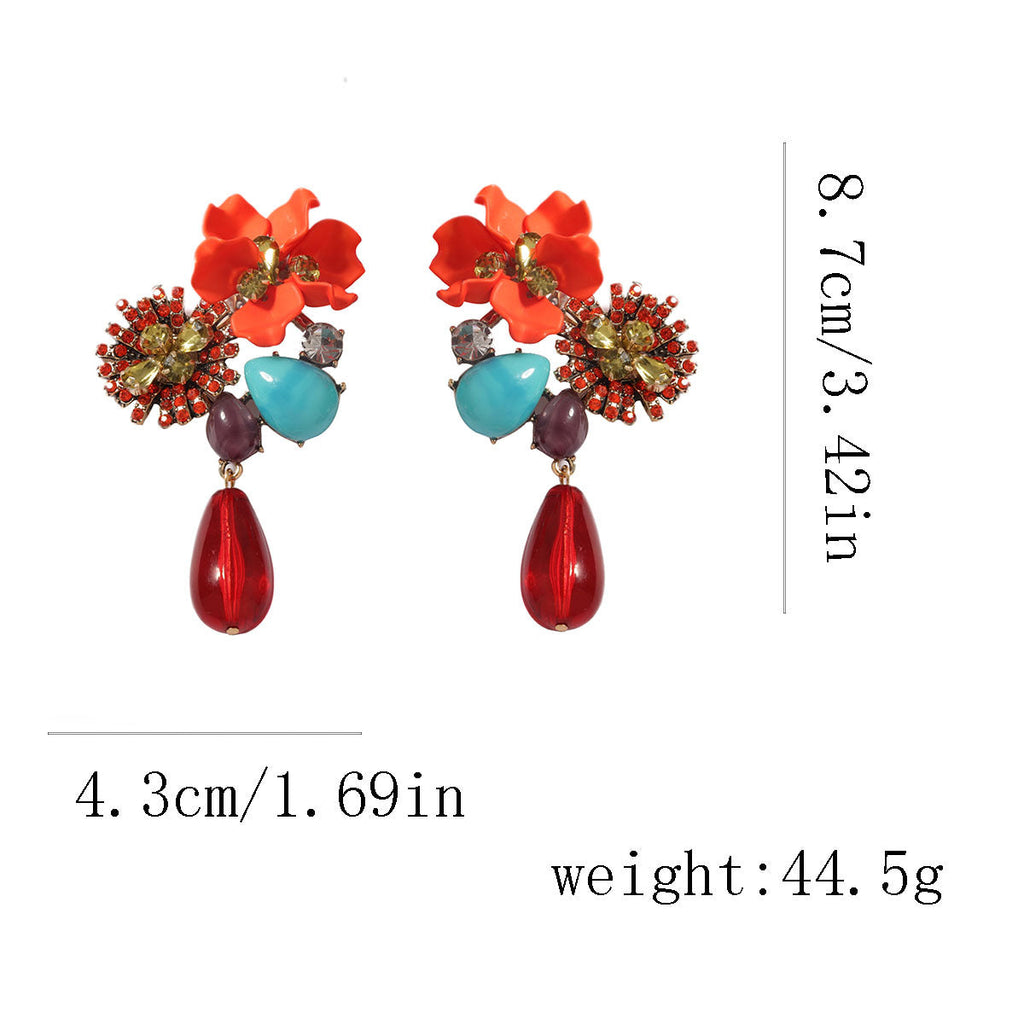 Resin Flower Teardrop Drop Earrings — earrings, view 10