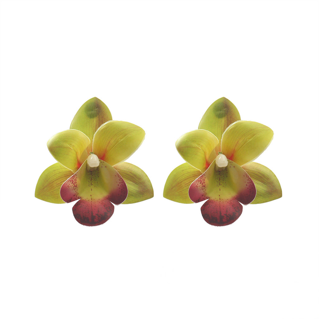 Layered Orchid Stud Earrings — earrings, view 2
