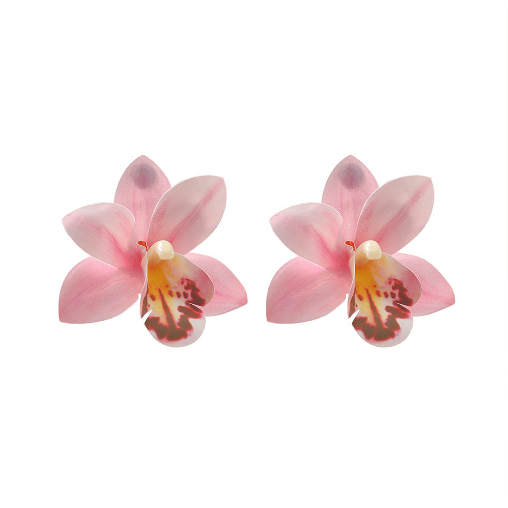 Layered Orchid Stud Earrings — earrings, view 3
