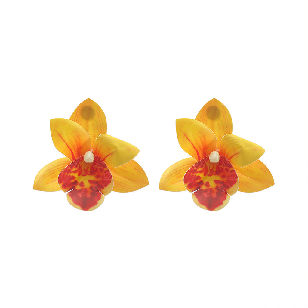 Layered Orchid Stud Earrings — earrings, view 4