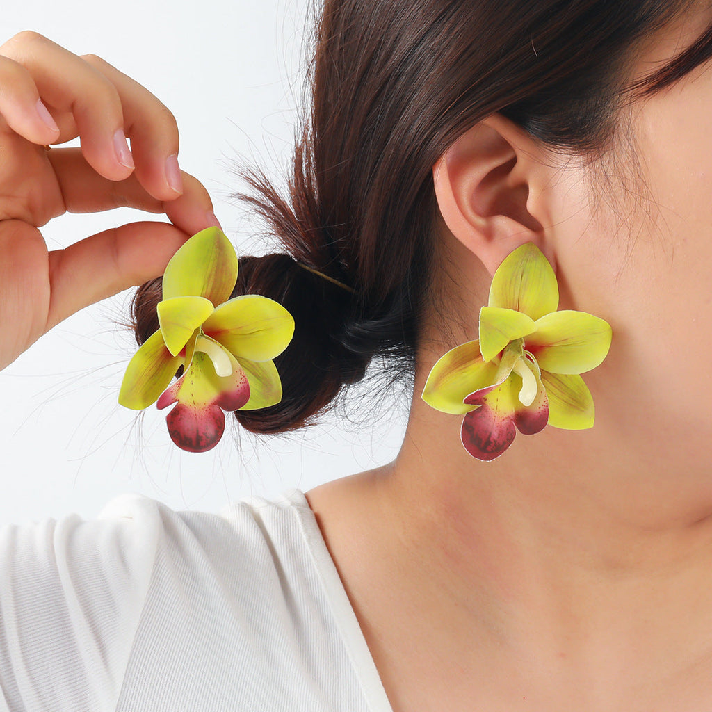 Layered Orchid Stud Earrings — earrings, view 8