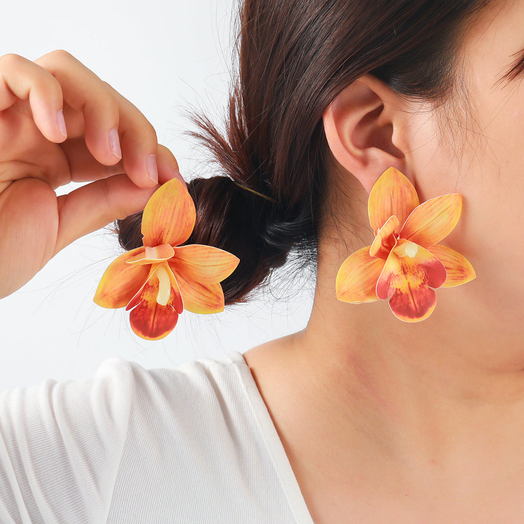 Layered Orchid Stud Earrings — earrings, view 9