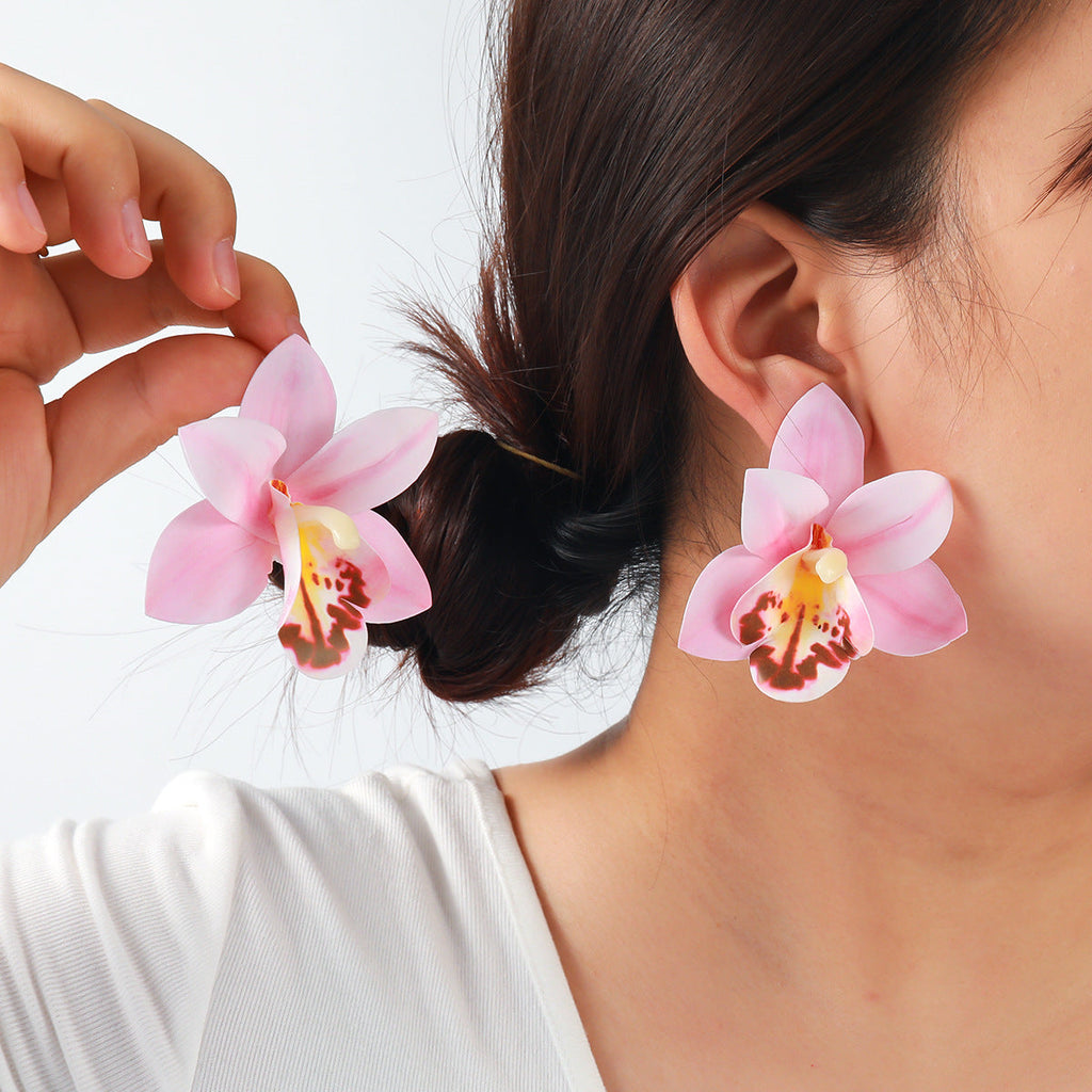 Layered Orchid Stud Earrings — earrings, view 10