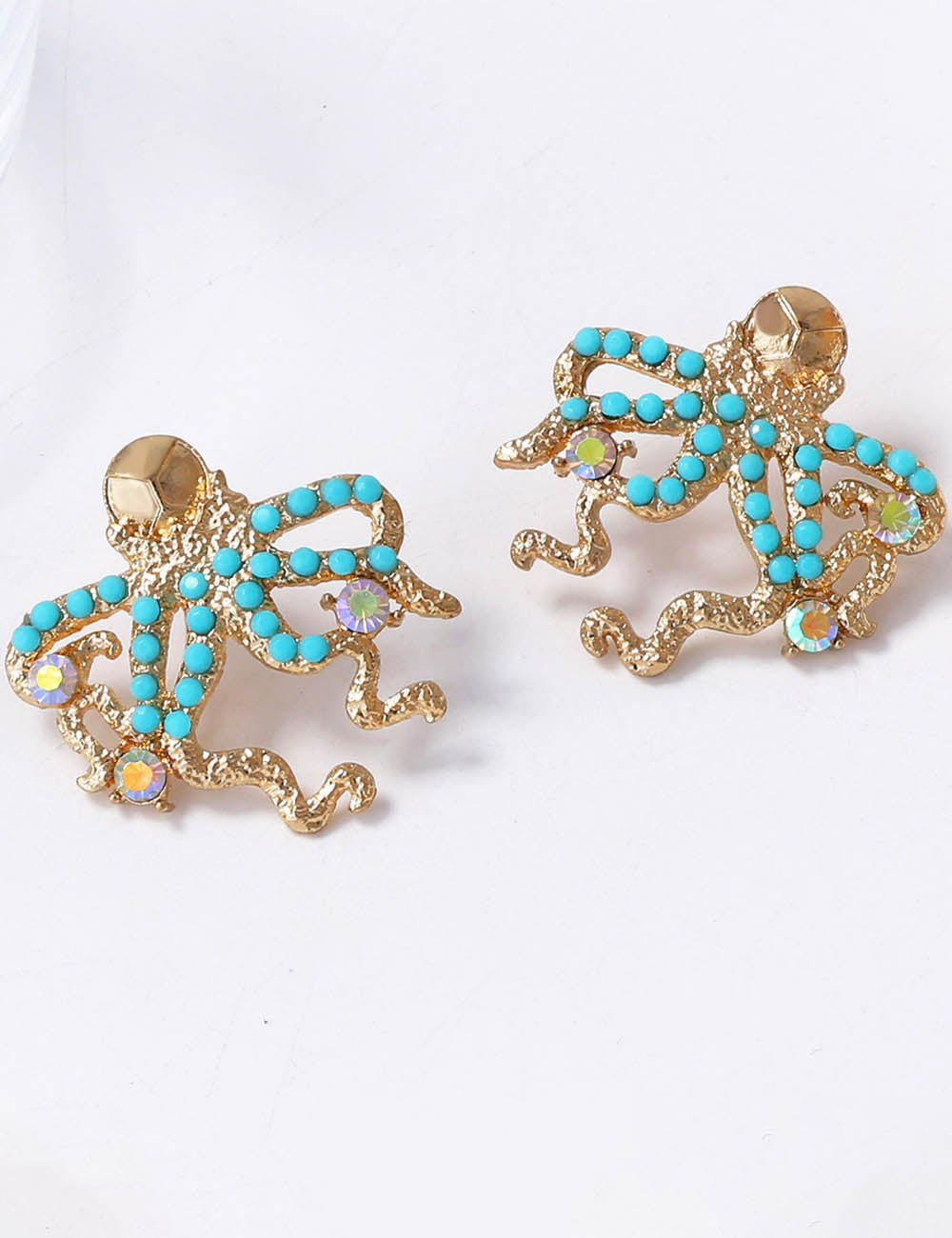 Exaggerated Octopus Stud Earrings — gold earrings, view 2
