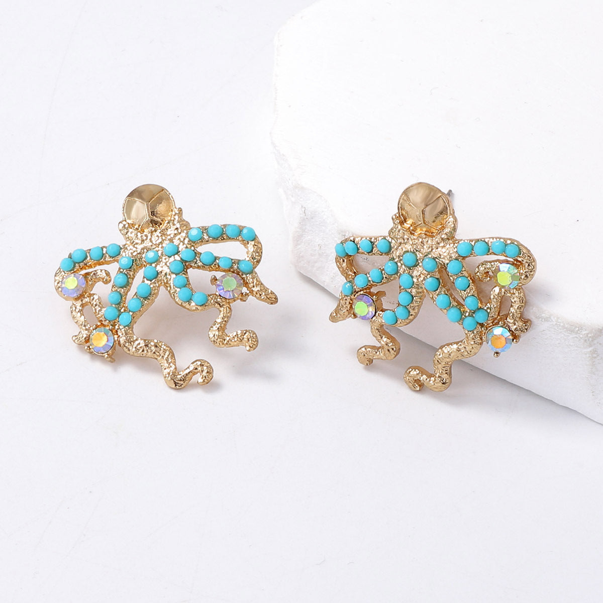 Exaggerated Octopus Stud Earrings — gold earrings, view 5