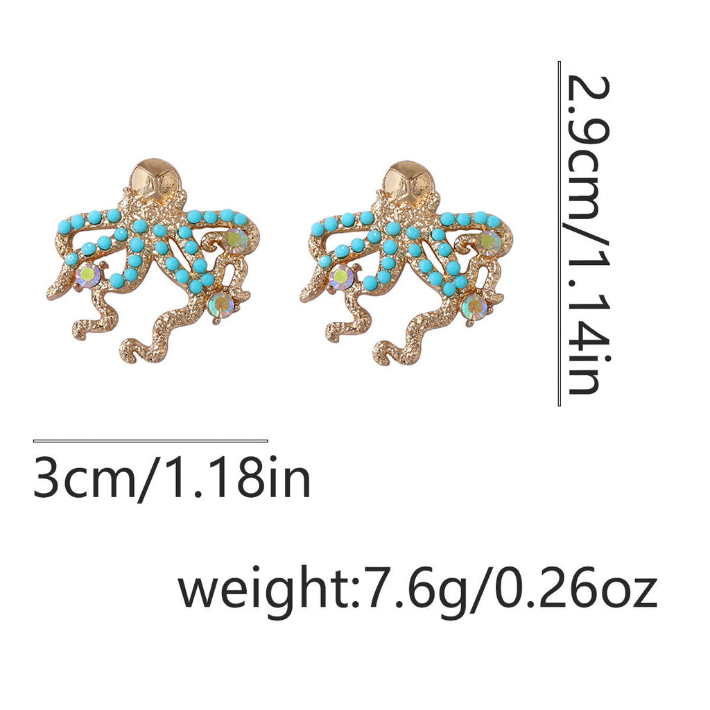 Exaggerated Octopus Stud Earrings — gold earrings, view 6