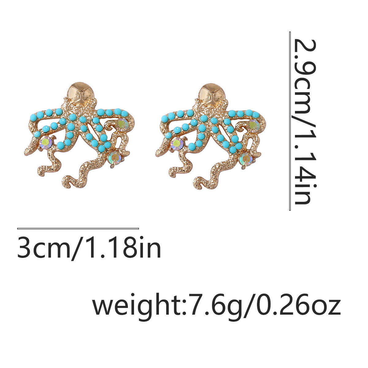 Exaggerated Octopus Stud Earrings — gold earrings, view 6