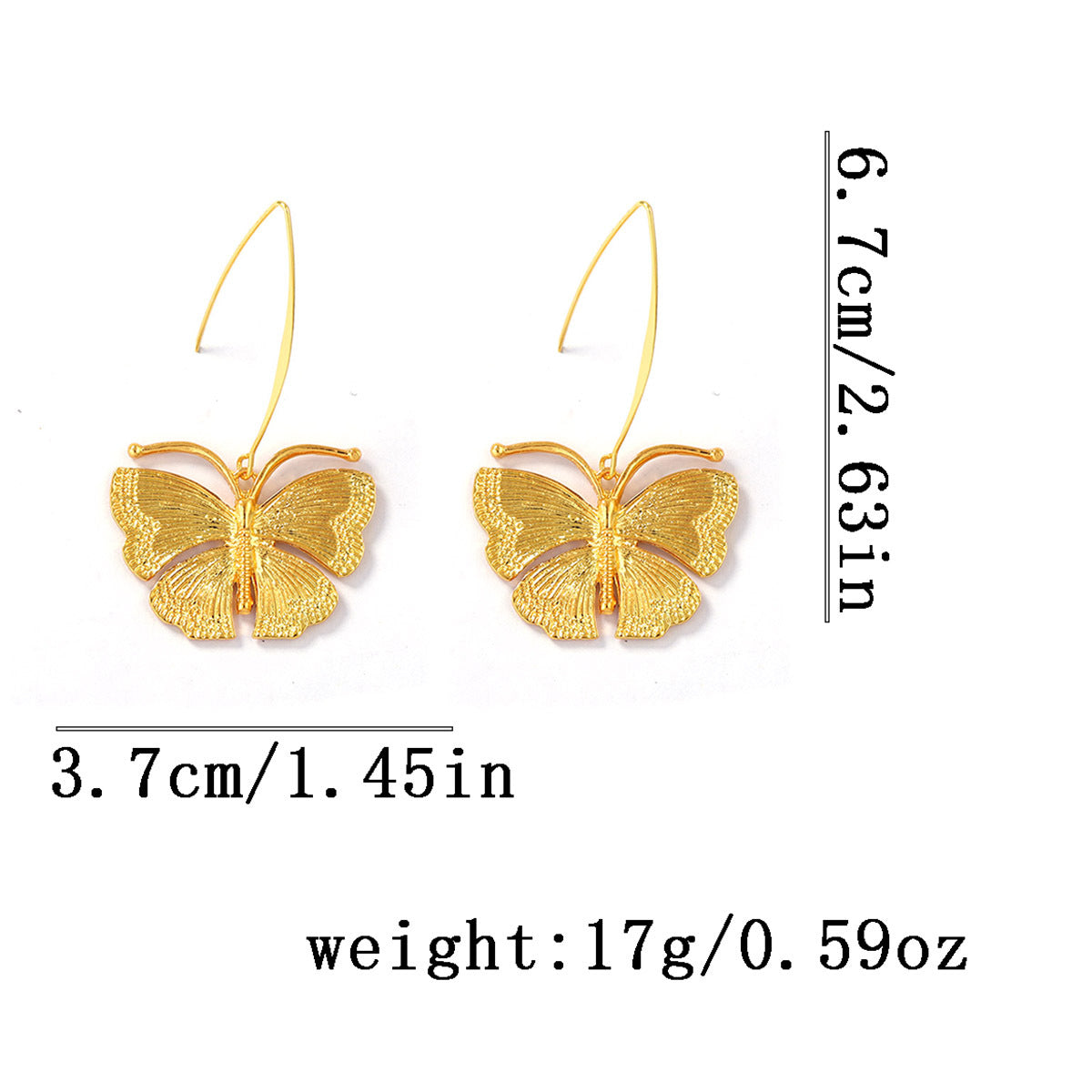 Textured Butterfly Drop Earrings — earrings, view 6