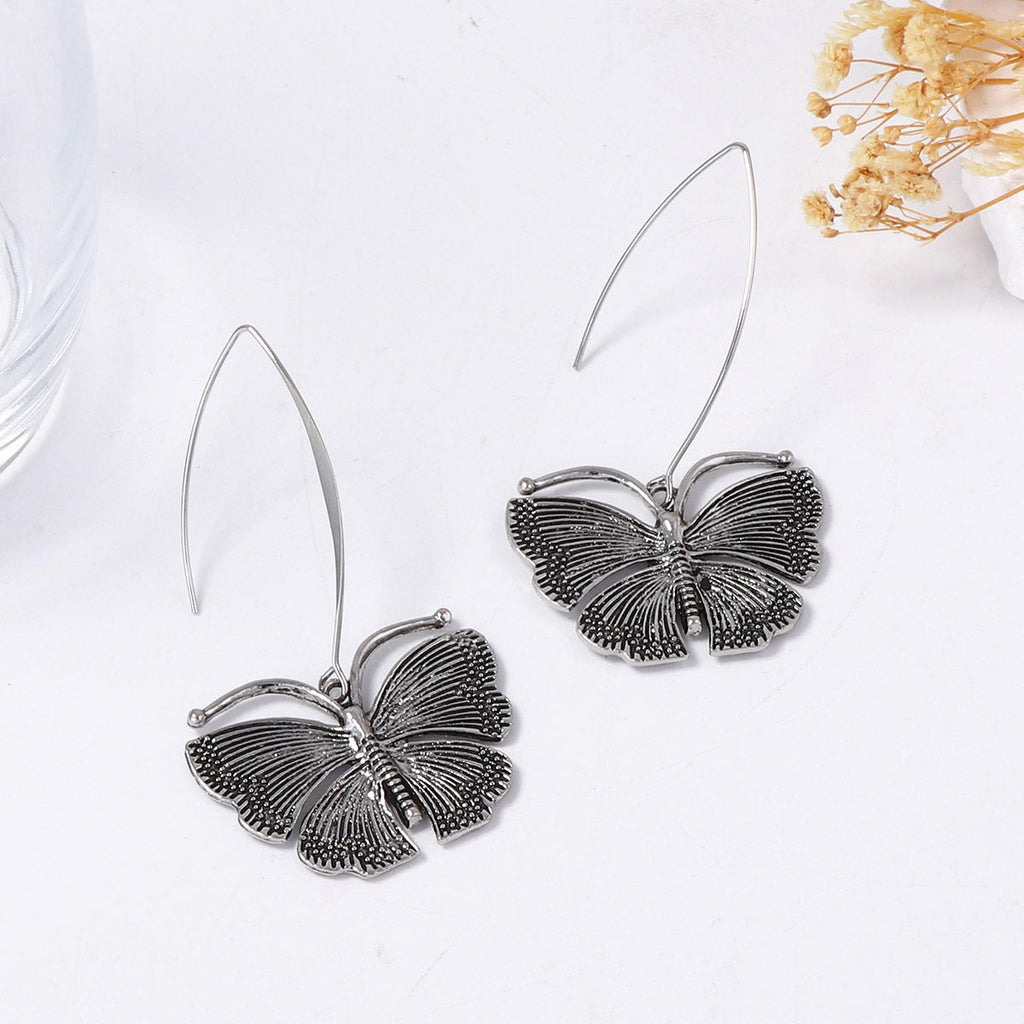Textured Butterfly Drop Earrings — earrings, view 7