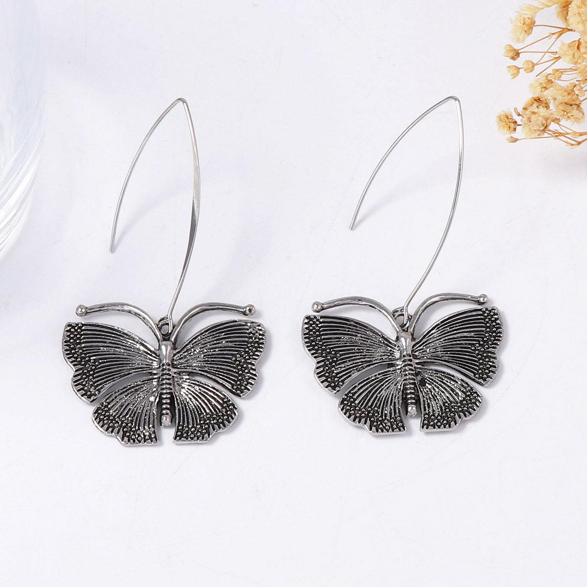 Textured Butterfly Drop Earrings — earrings, view 8